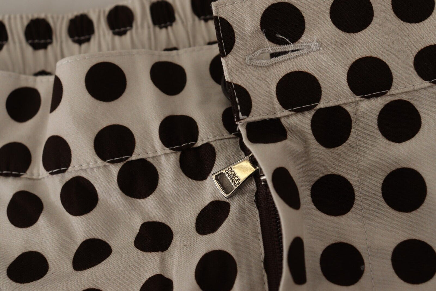 Dolce & Gabbana Black White Polka Dots in lino di cotone pantaloncini