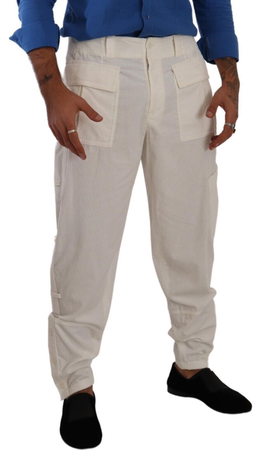 Dolce & Gabbana Off Cotton White Cotton Pantalon de cargaison