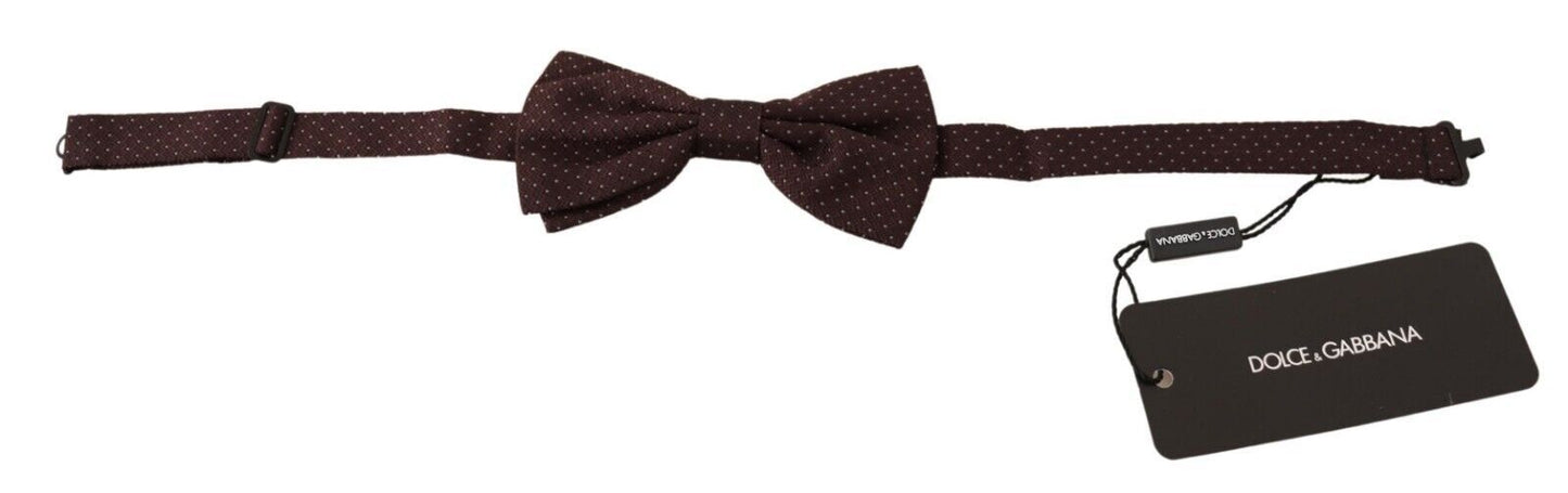 Dolce & Gabbana Elegant Brown Dot Pattern Silk Bow Tie