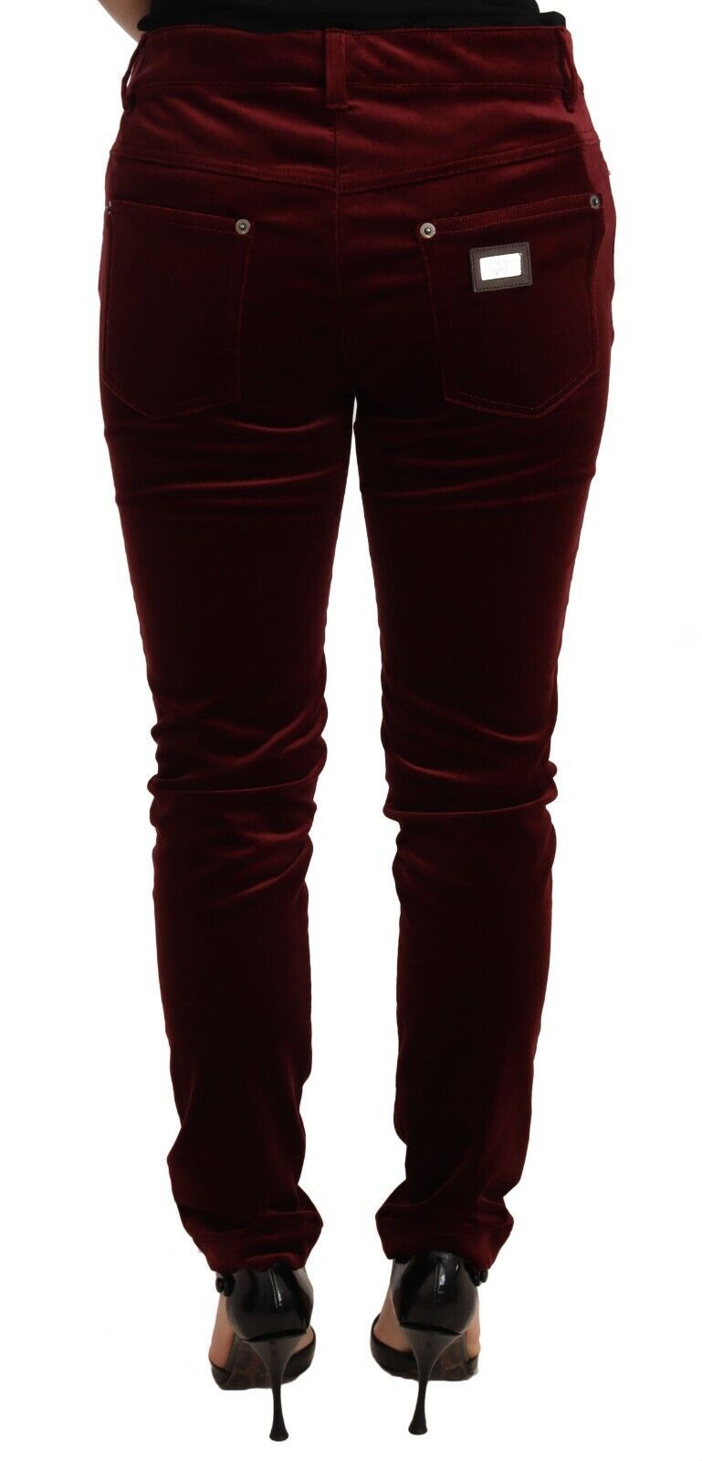 Pantaloni di cotone magro in velluto rosso Dolce & Gabbana