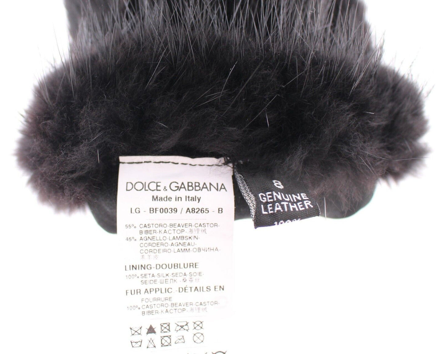 Dolce & Gabbana Black Beaver Fur Phykin Genziola in pelle
