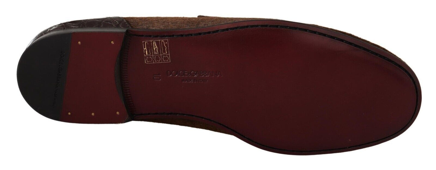 Dolce & Gabbana Brown Exotic in pelle esotica Slip su scarpe da mocassini