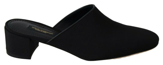 Dolce & Gabbana Black Grosgrain glisse Sandales Chaussures pour femmes