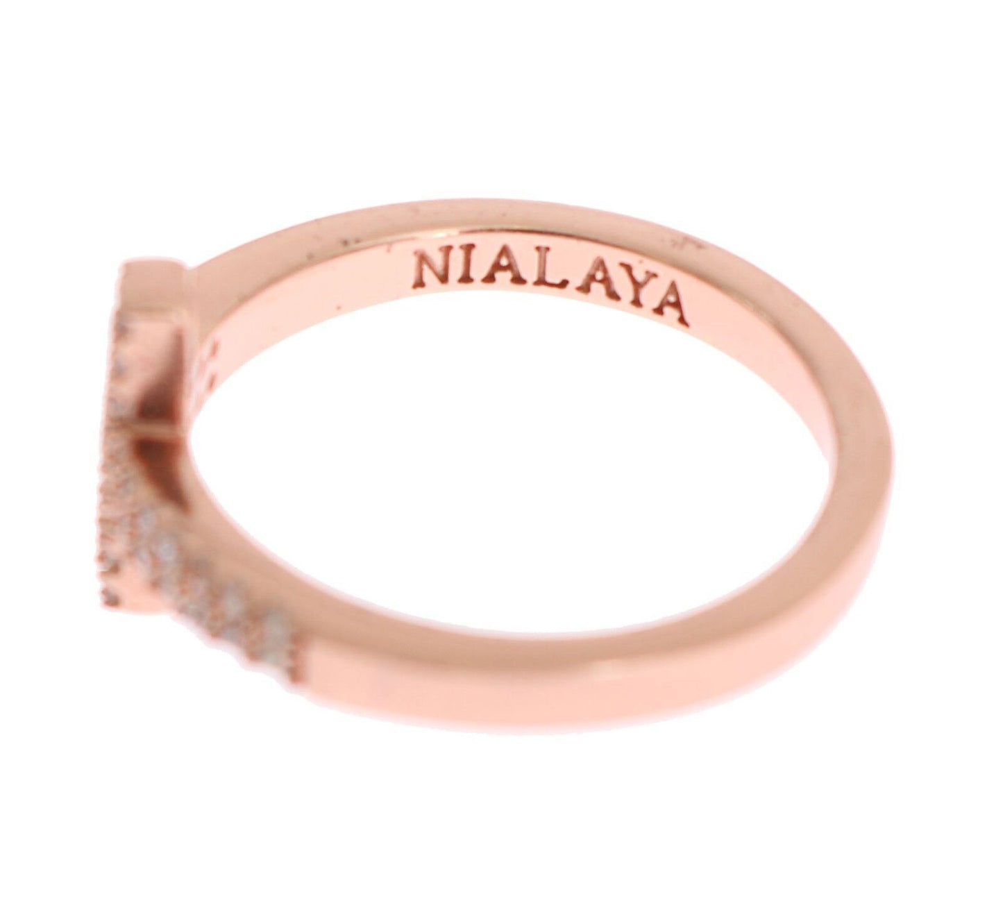 Nialaya Pink Gold 925 Silber Womens Cross CZ Ring