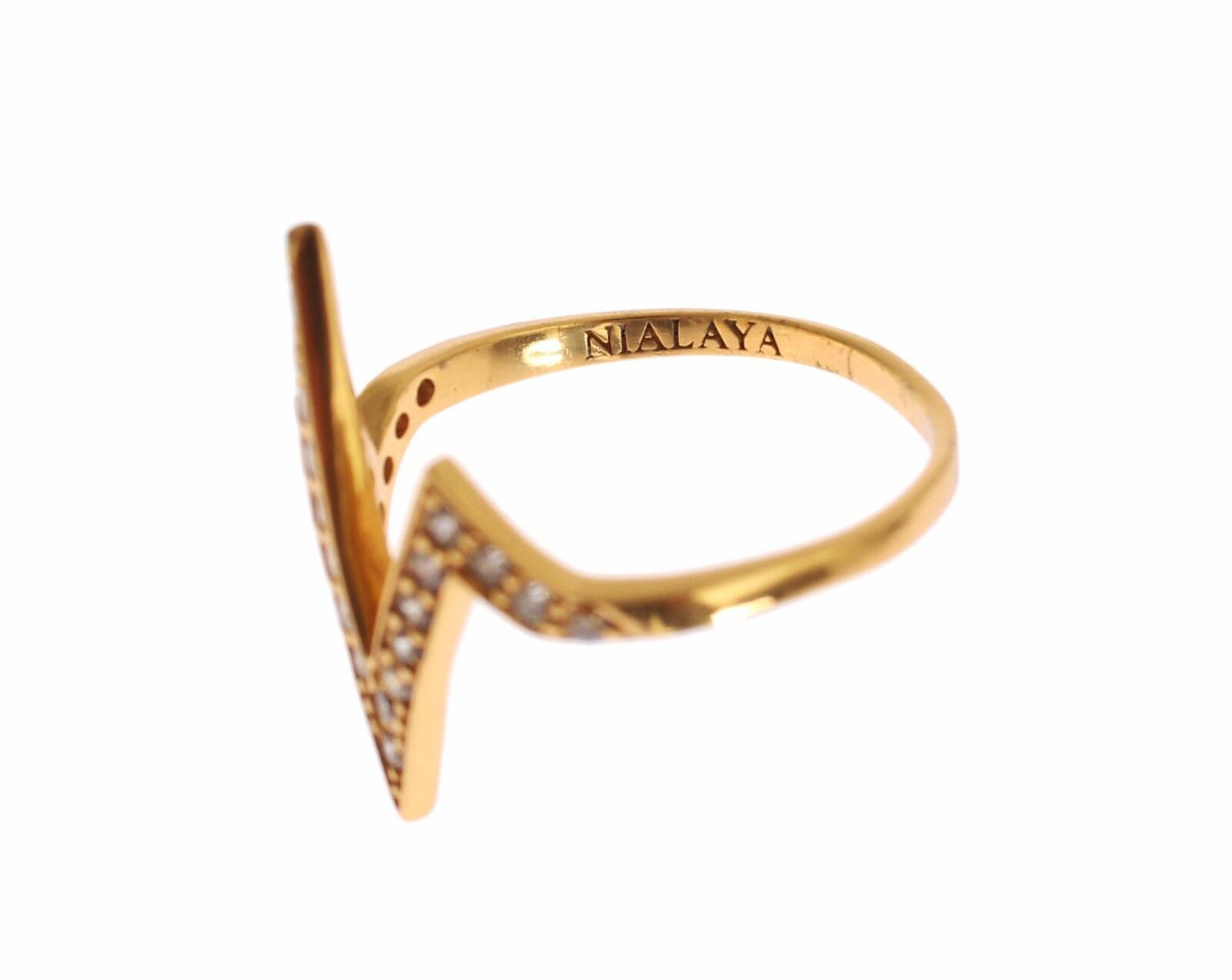 Nialaya Gold 925 Silber Womens Clear CZ 18k Ring