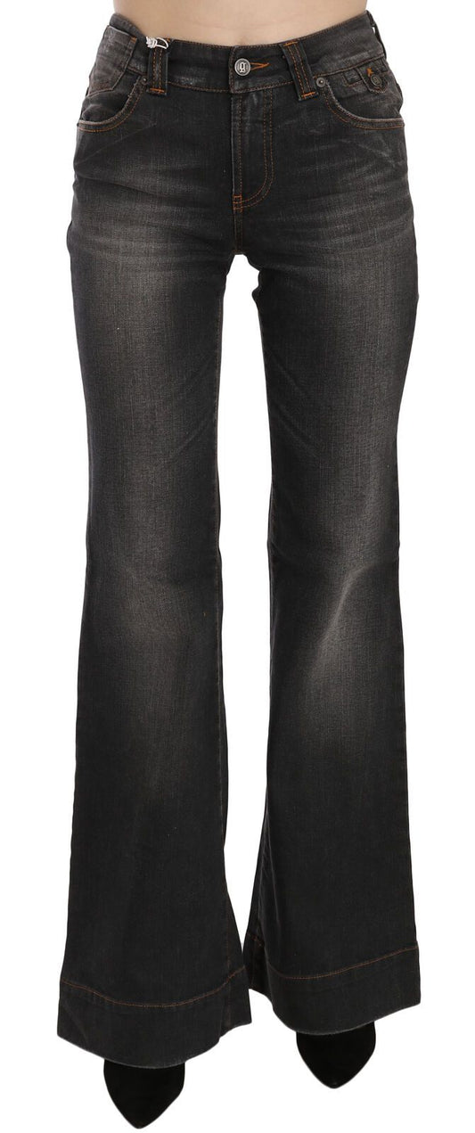 Dolce & Gabbana Black gewaschen mit mittlerer Taille ausflammig Denim Casual Jeans