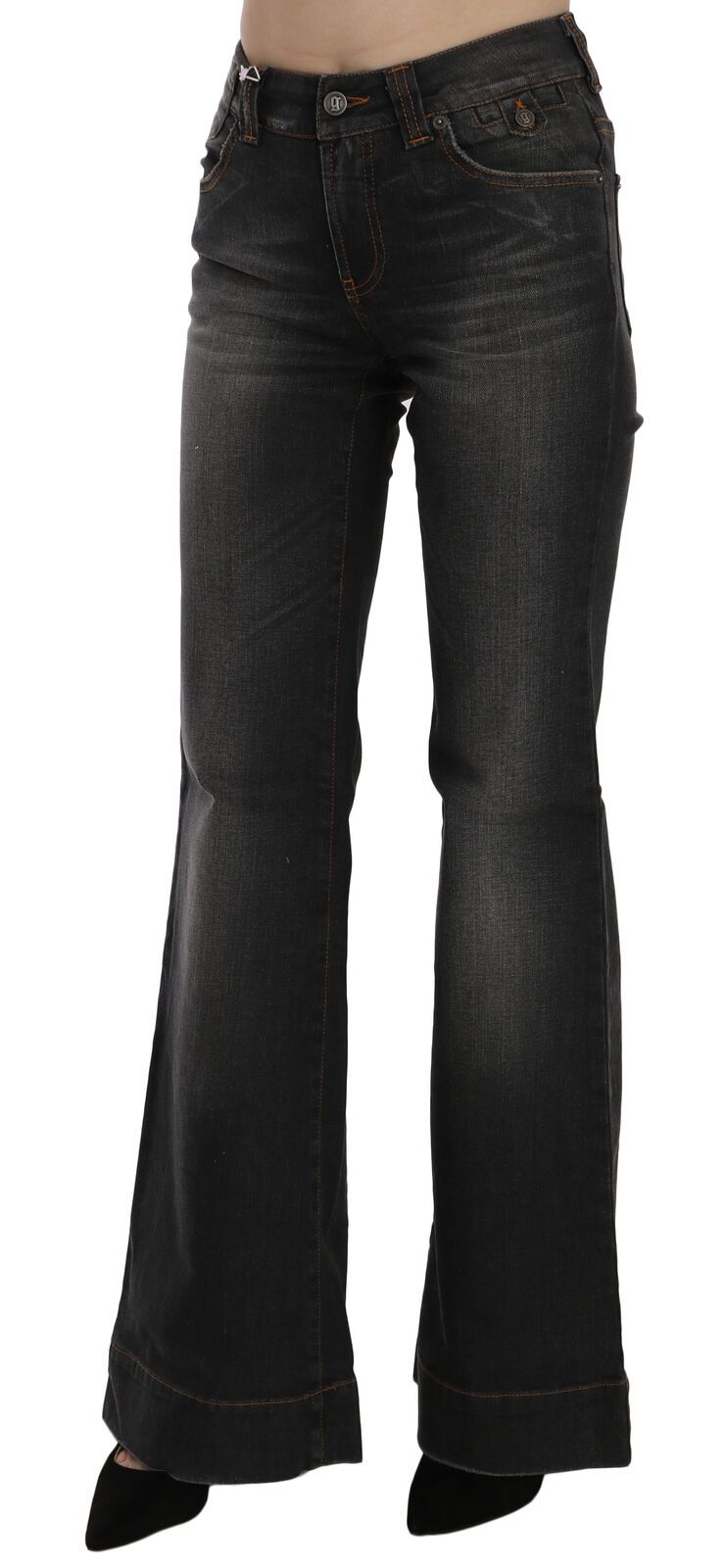 Dolce & Gabbana Black Lavato a metà vita jeans casual in denim svasato