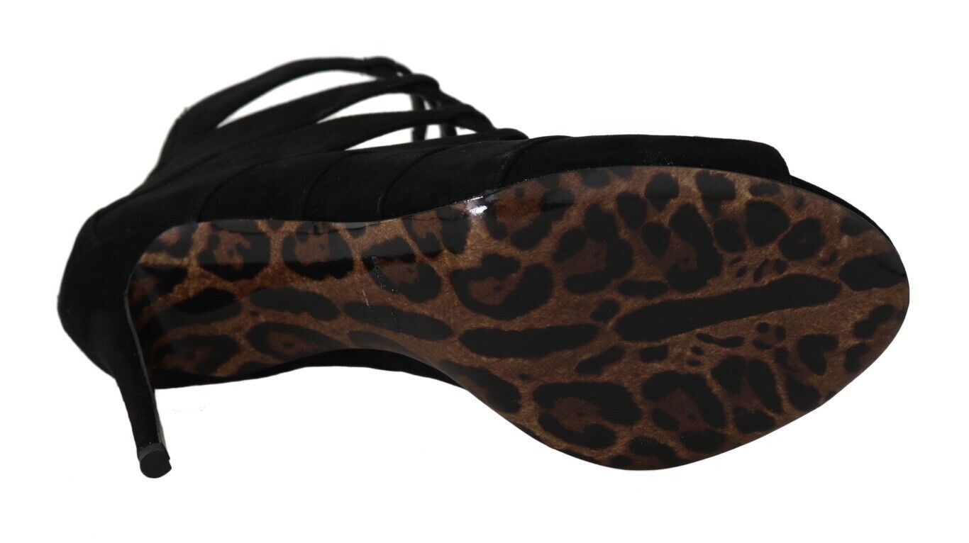 Dolce & Gabbana schwarzer Wildleder -Knöchelgurt Sandalen Stiefel Schuhe