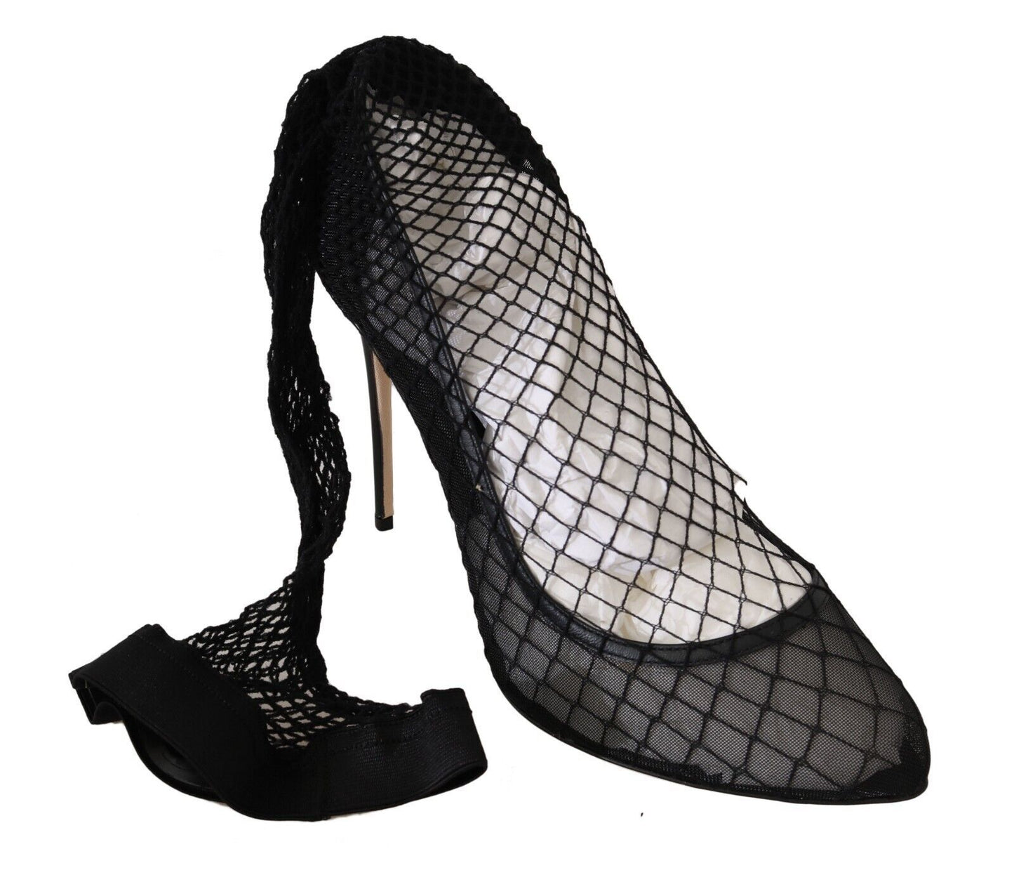 Dolce & Gabbana Black Netted Sock Heels Pumps Schuhe pumpen