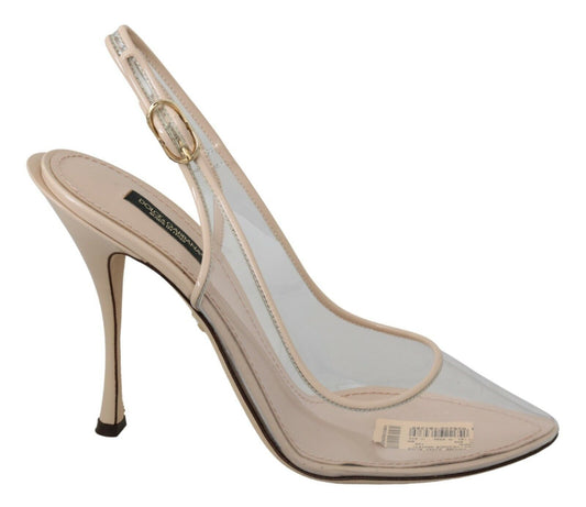 Dolce & Gabbana Slingback Pvc Beige Clear High Heels Scarpe