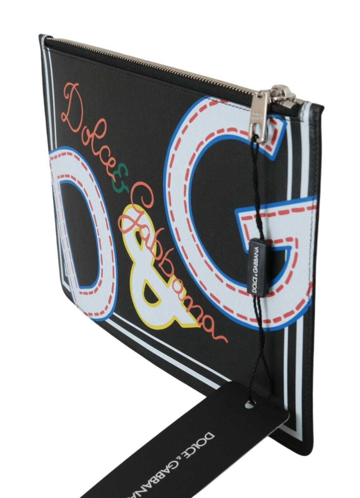 Dolce & Gabbana Black DG Stampa da uomo con cerniera con cerniera Porta