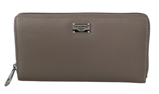 Dolce & Gabbana Beige Leder Reißverschluss Continental Bill Card Coin Brieftasche