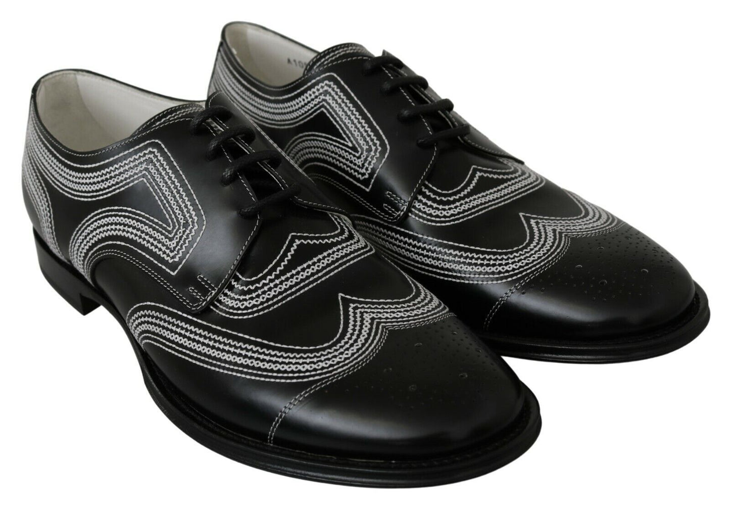 Dolce & Gabbana en cuir noir derby chaussures de dentelle blanche formelles