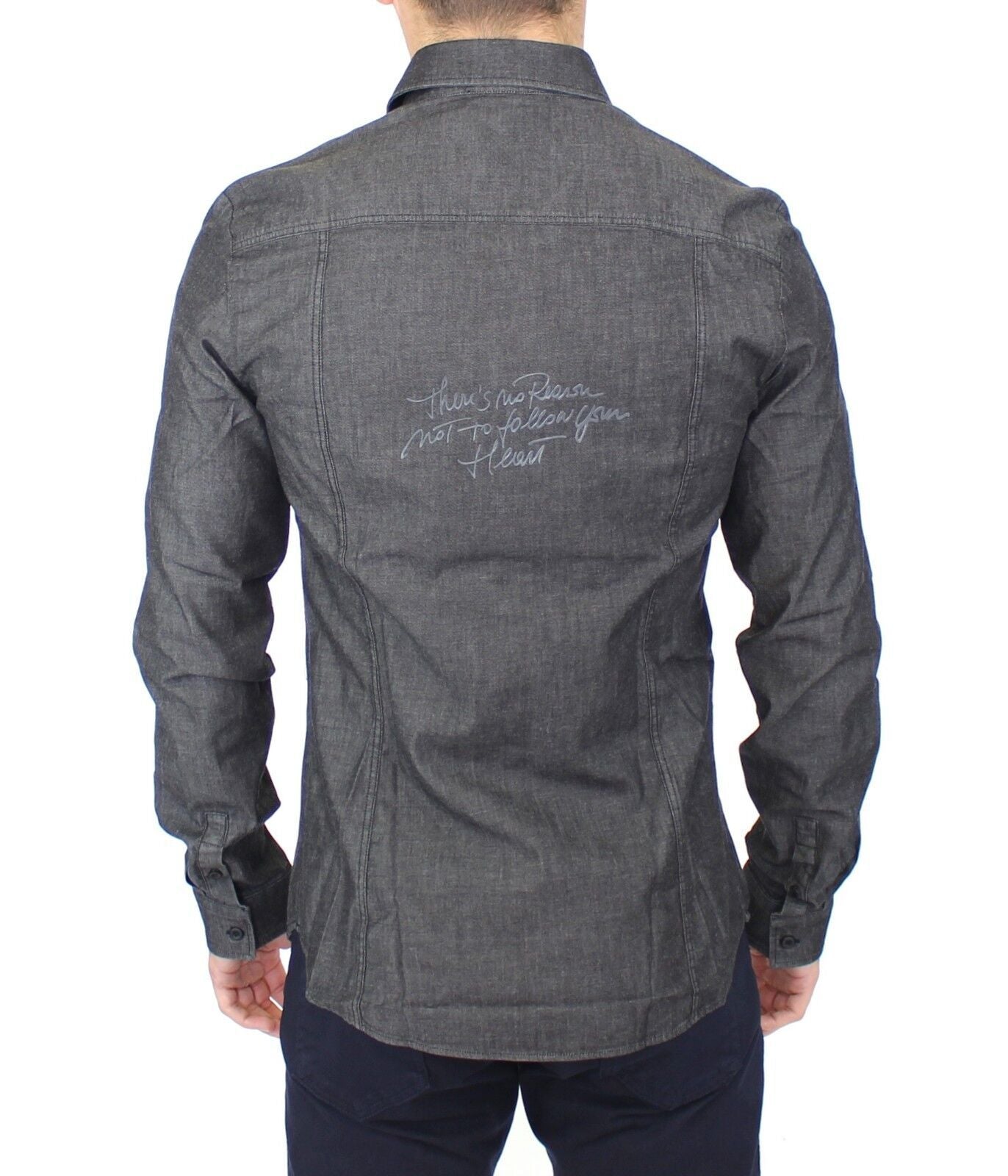Ermanno scecto jeans denim en coton chemise extensible gris décontractée
