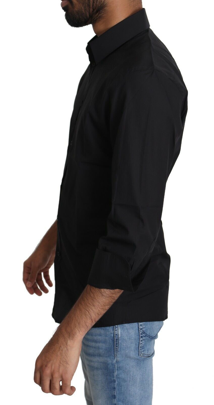 Dolce & Gabbana Black Cotton Robe Formal Men Men Top Shirt