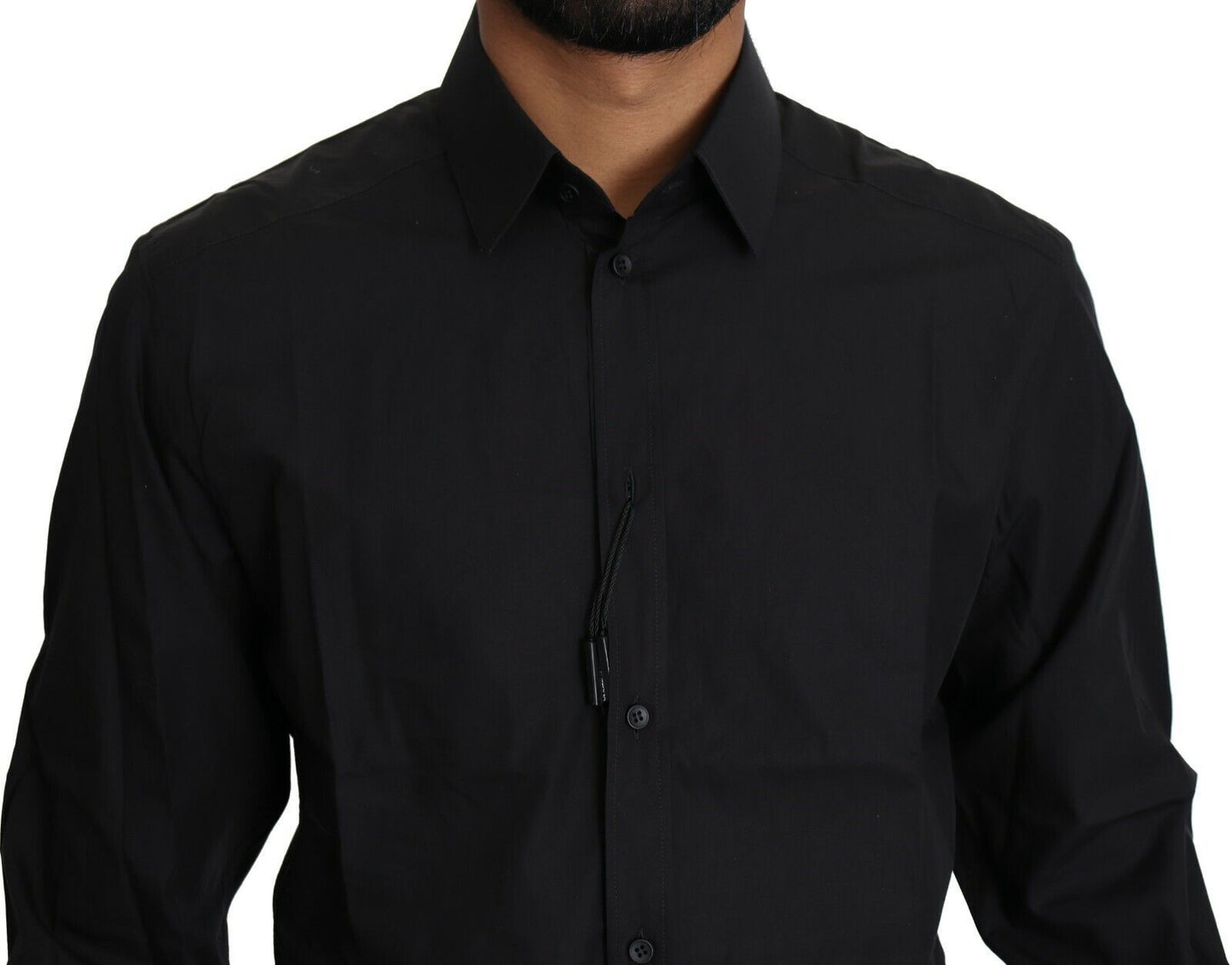 Dolce & Gabbana Black Cotton Robe Formal Men Men Top Shirt