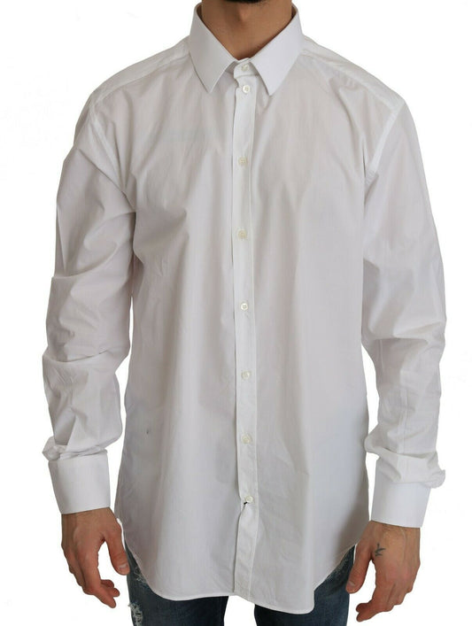 Dolce & Gabbana Weiß 100% Baumwollgold Slim Hemd Hemd