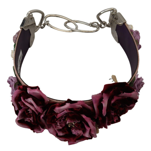 Dolce & Gabbana mehrfarbige Blumenapplikationen Metall -Schultergurt
