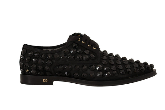 Dolce & Gabbana Black Lace Up Scarpe a piatti formali bordati