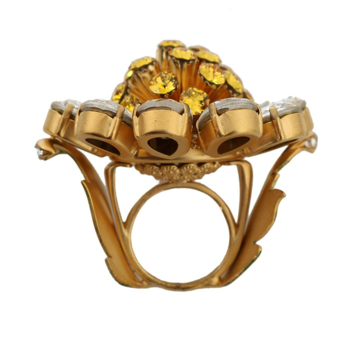 Anello di fiori di cristallo giallo in ottone in ottone Dolce & Gabbana