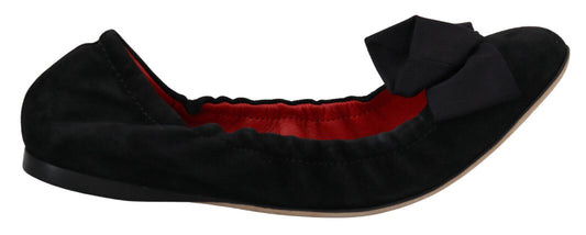 Dolce & Gabbana Black Suede Flat Slip su Ballet Shoes