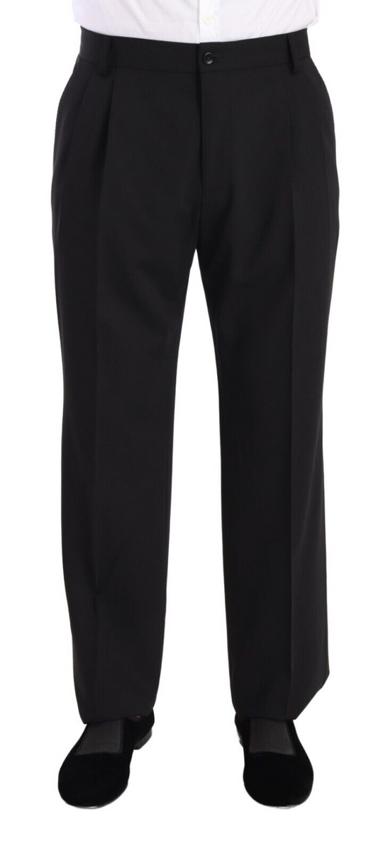 Dolce & Gabbana Black Wool Formal Smoker pantaloni per pantaloni