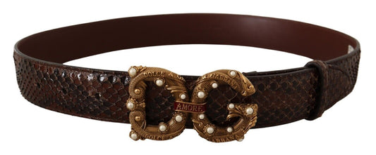 Dolce & Gabbana marron exotique en cuir boucle de boucle amore ceinture
