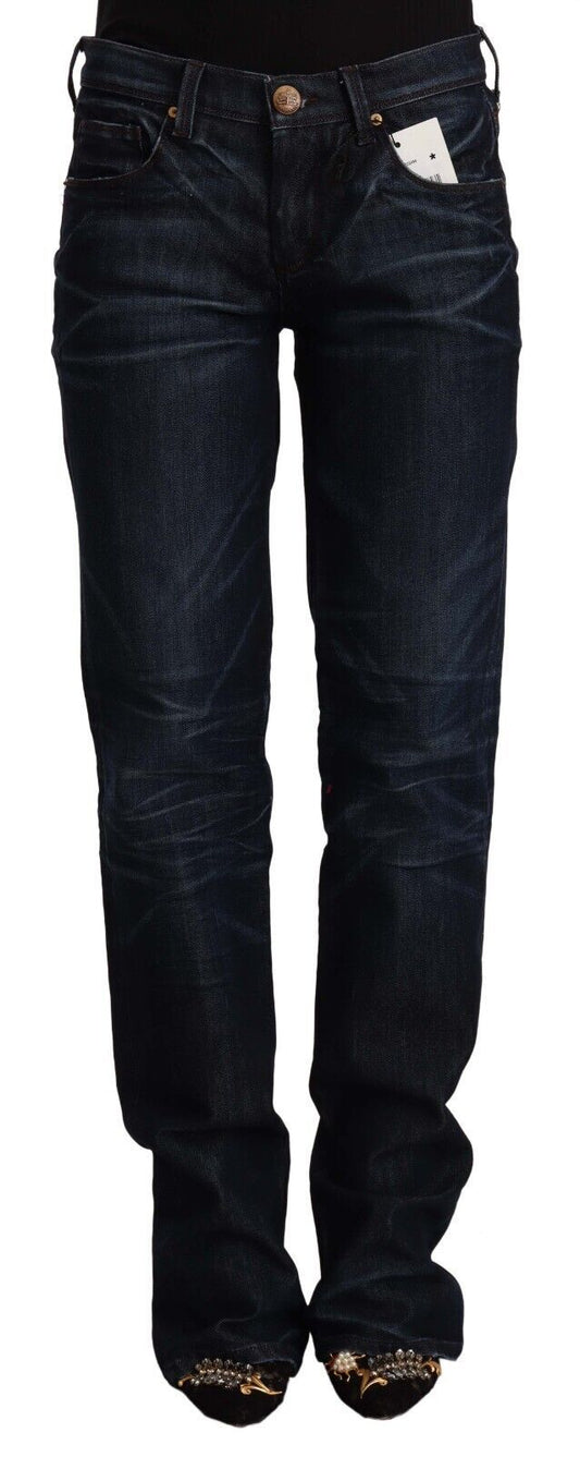 Ermanno Scecto Blue Bleu Mid Taist Cotton Denim Straight Jeans
