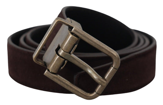 Dolce & Gabbana in pelle marrone scuro Cintura di fibbia in metallo antico