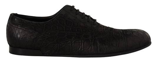 Dolce & Gabbana Black Caiman Leather Mens Oxford Chaussures