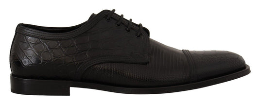 Dolce & Gabbana Black Exotic Cuir Lace Up Derby Shoes Formal Derby