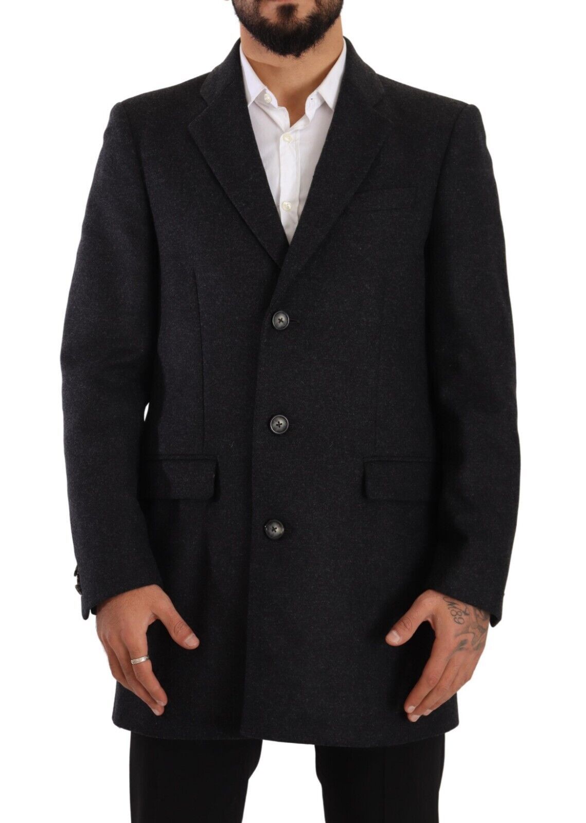 Lana grigio scuro di Dolce & Gabbana sopra la giacca da uomo del trench