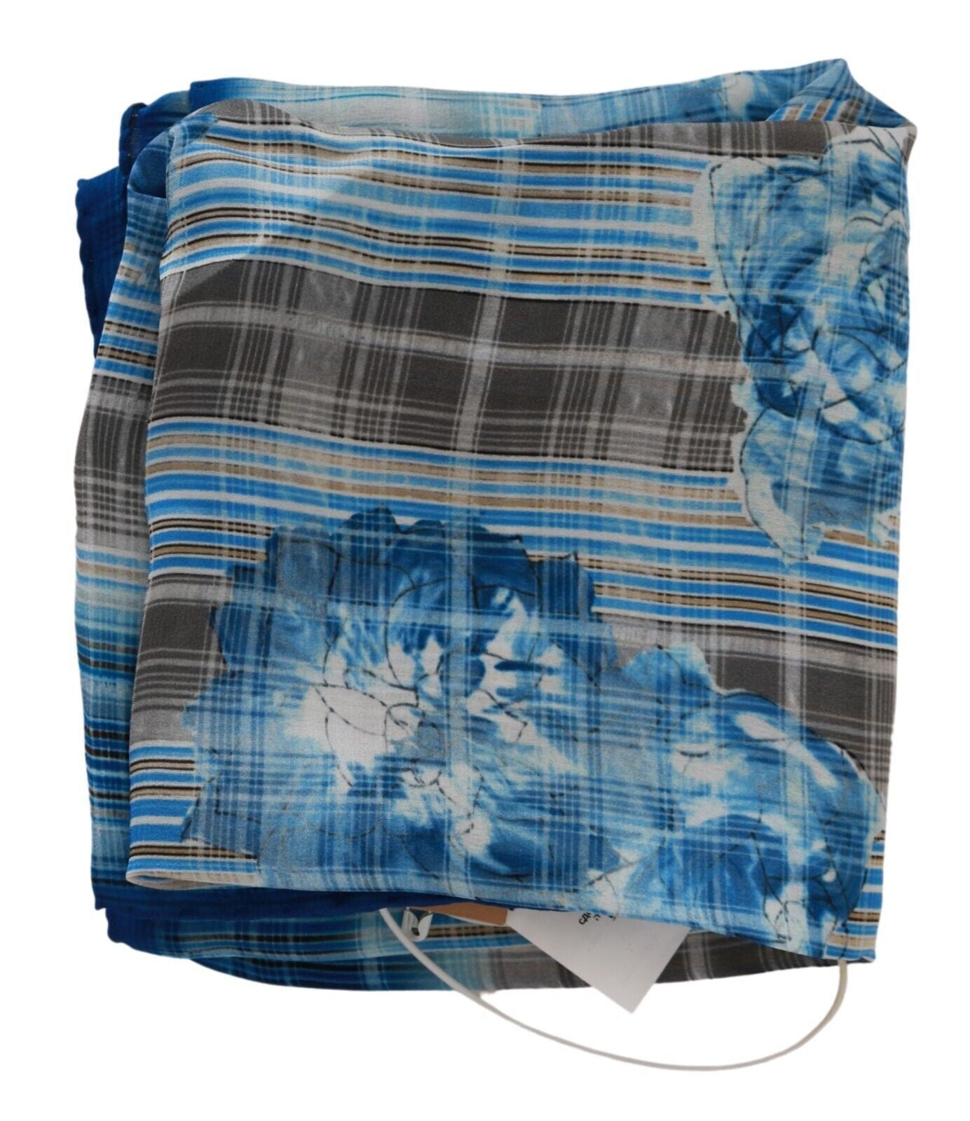 John Galliano Blue Streifen floral bedrucktes Bandana Cotton Square Schal
