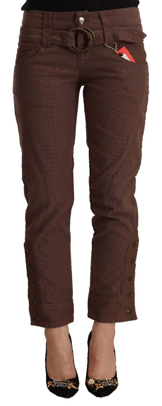 Juste un pantalon capri coton coton coton de la taille moyenne brun coton