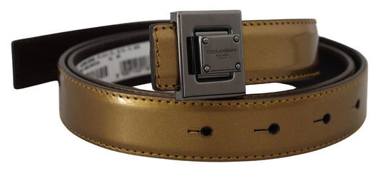 Cintura in metallo quadrata in pelle d'oro in pelle d'oro Dolce e Gabbana