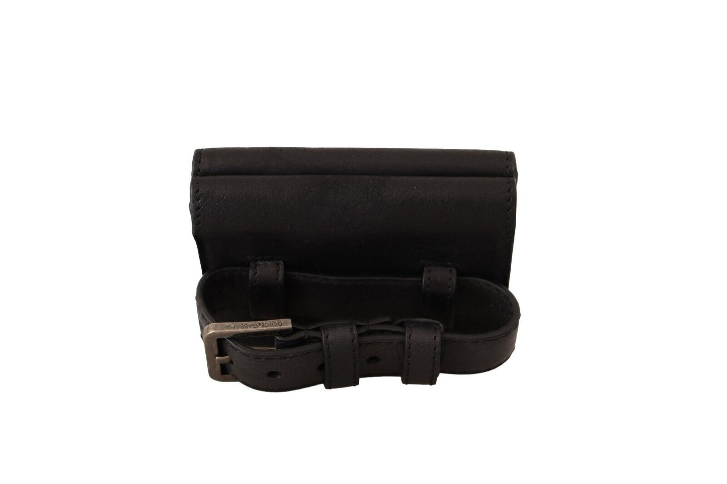 Dolce & Gabbana en cuir noir trifold bourse bourse ceinture multiples portefeuille