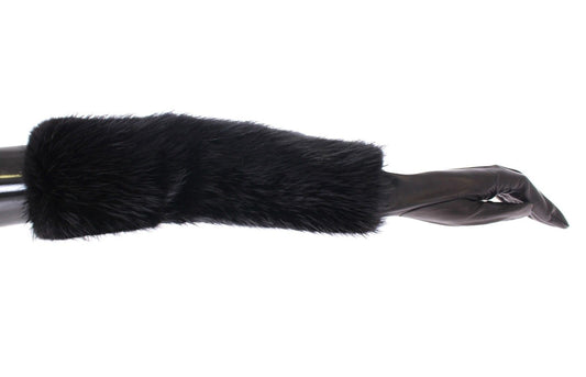 Dolce & Gabbana Black Beaver fourrure Gants de coude en cuir en peau d'agneau