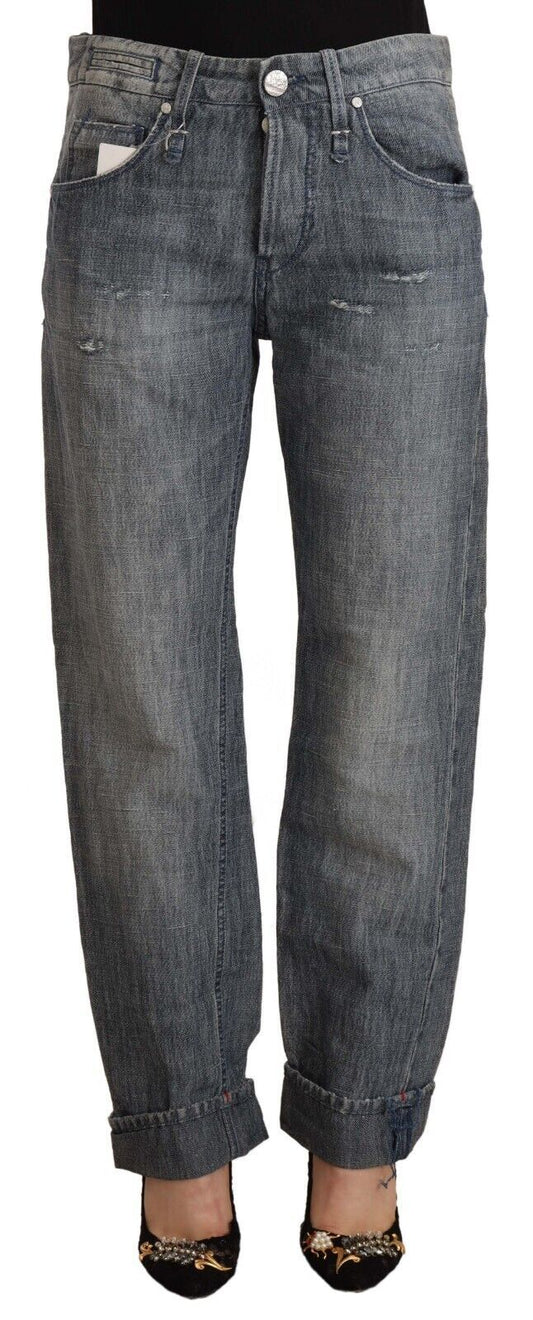 ACHT Gris gris lavé à la taille droite en jean plié plié