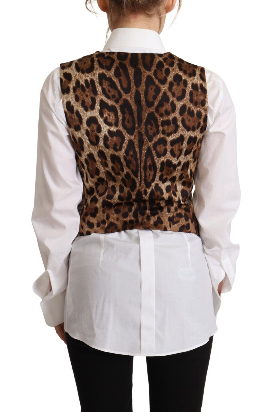 Dolce & Gabbana Brown kariert Leopard V-Ausschnitt Ärmelloses Weste