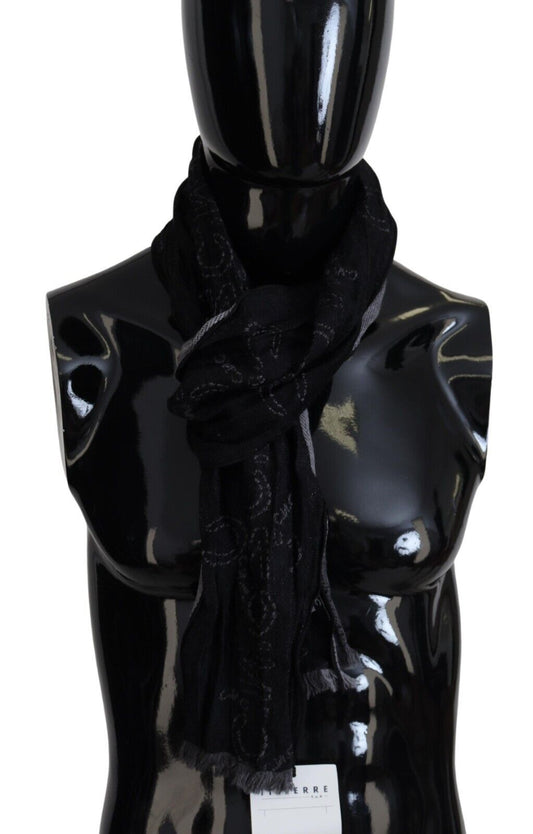 Costume National Black Grey Logo Stampa uomo Sciarpa a scialle di scialle Neck Wrap