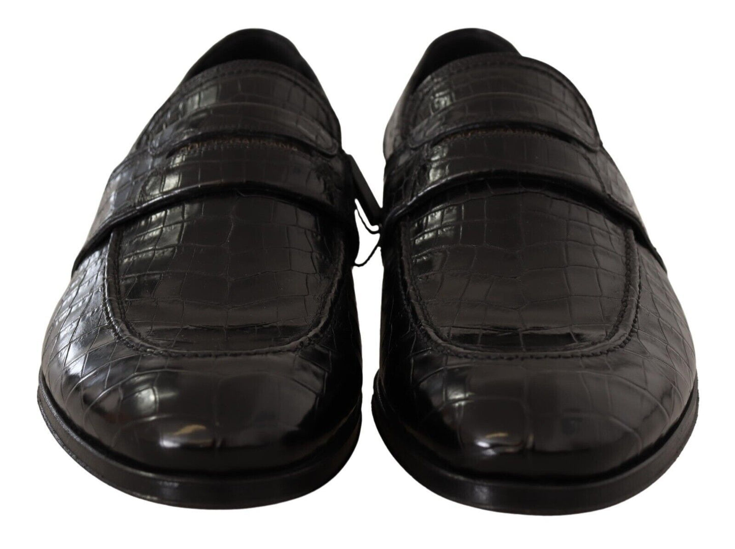 Dolce & Gabbana Black Crocodile en cuir Slip on Moccasin Chaussures