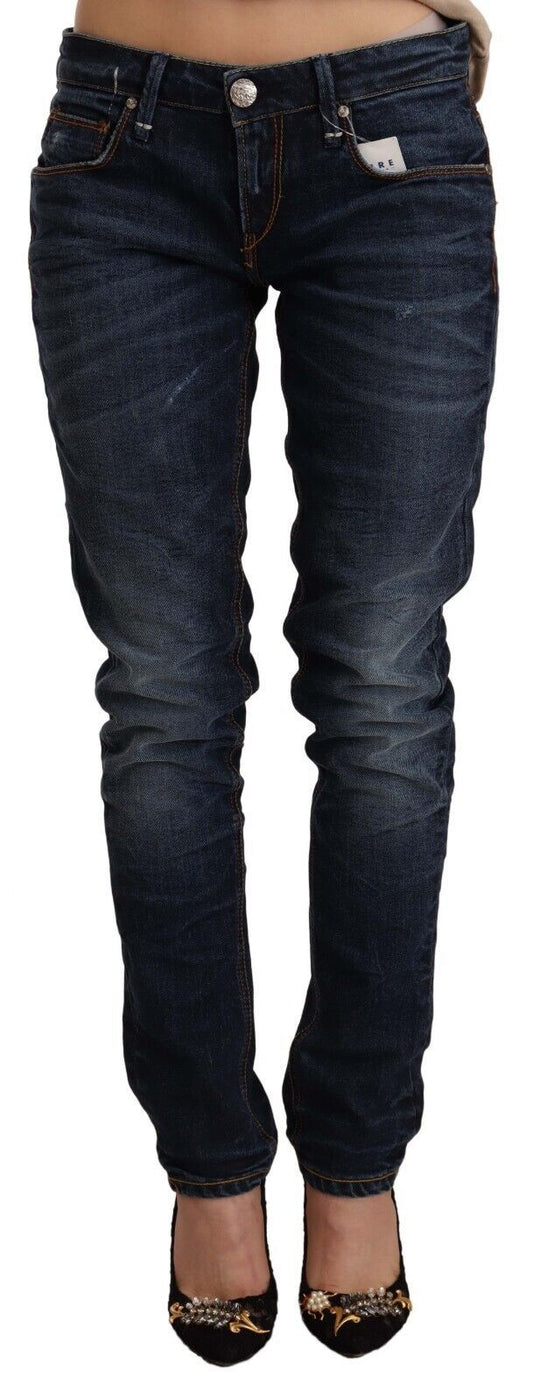 Acht Blue Wasted Cotton Low Skinny Denim Jean