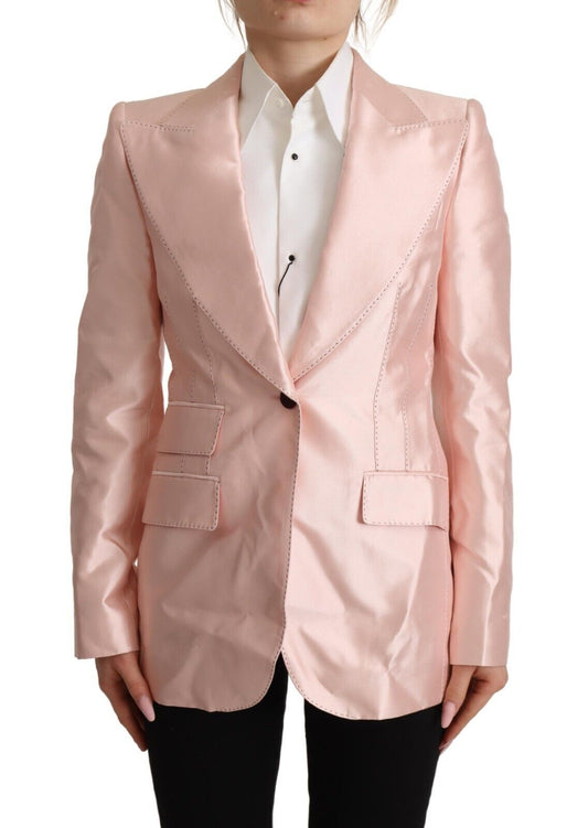 Dolce & Gabbana Pink Satin Langarmes Blazer Coat Jacke