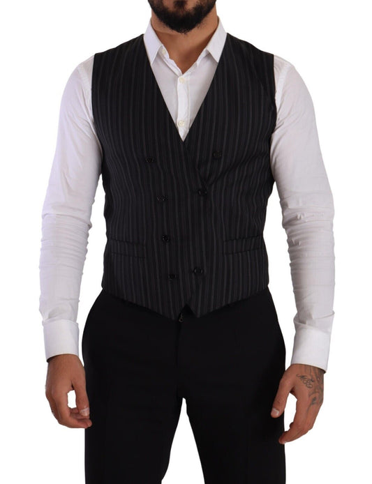 Dolce & Gabbana Grey Striped Double Breasted Weltcoat Stupt