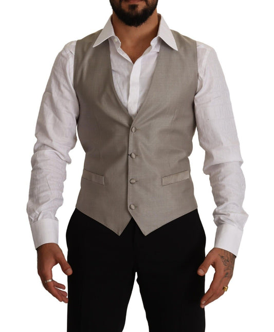Dolce & Gabbana Beige Wool Single Breasted WiistCoat Vest
