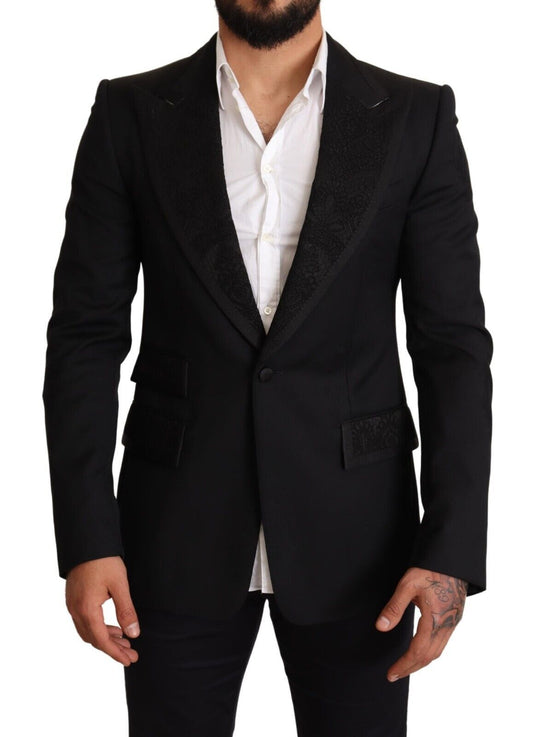 Dolce & Gabbana Black Slim Fit One Button Blazer Jacke