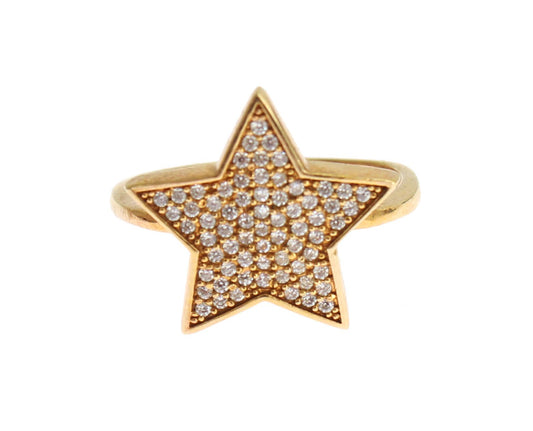 Nialaya Star Gold 925 Silber Damen klarer Ring