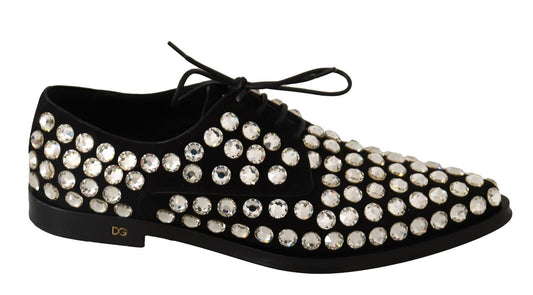 Dolce & Gabbana Schwarze Lederkristalle Schnüren formale Schuhe
