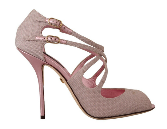 Dolce & Gabbana Pink glitzerte Riemchen Heels Sandalen Schuhe
