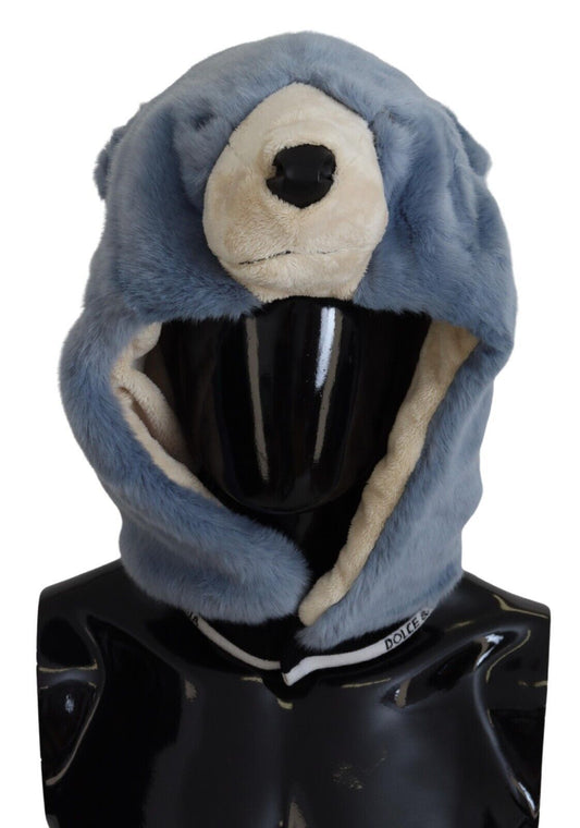 Dolce & Gabbana Blue Bear Fur Teste Whole Head One Size Polyester Hat